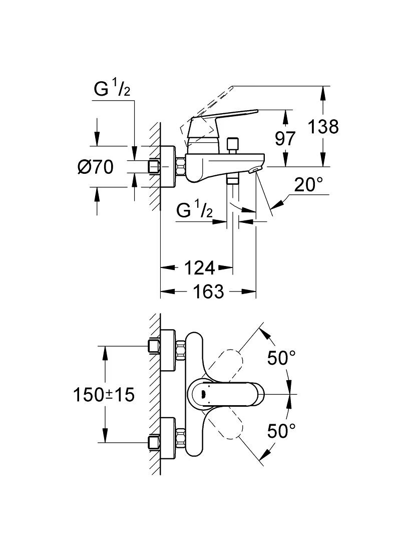 Maišytuvas voniai/dušio Grohe Eurosmart Cosmopolitan 1 Maišytuvas voniai/dušio Grohe Eurosmart Cosmopolitan 1