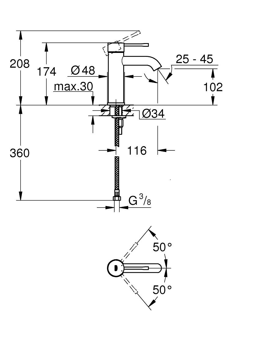 Maišytuvas bidete Grohe Essence, 24189000 1 Maišytuvas bidete Grohe Essence, 24189000 1