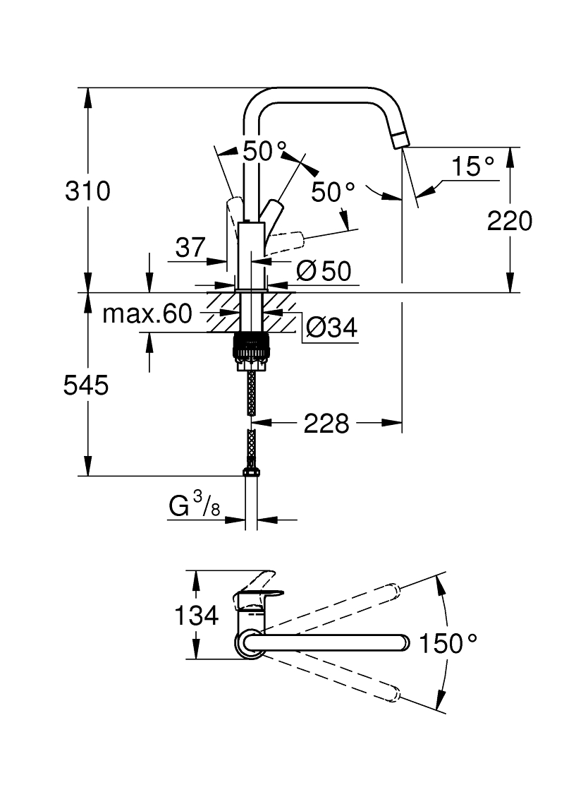 Maišytuvas plautuvei GROHE Eurosmart 30567DC0 2