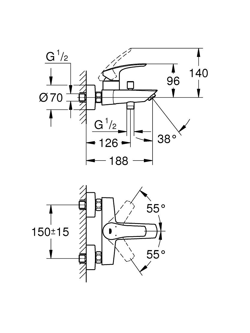 Maišytuvas voniai Grohe Eurosmart, 33300003 1 Maišytuvas voniai Grohe Eurosmart, 33300003 1