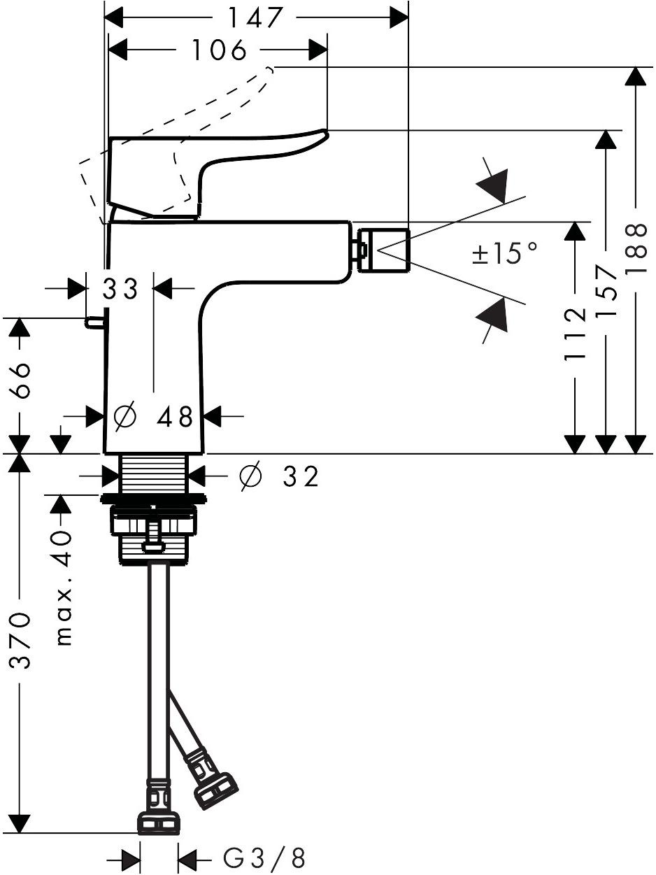 Maišytuvas bidė Hansgrohe Metris 31280000 1 Maišytuvas bidė Hansgrohe Metris 31280000 1