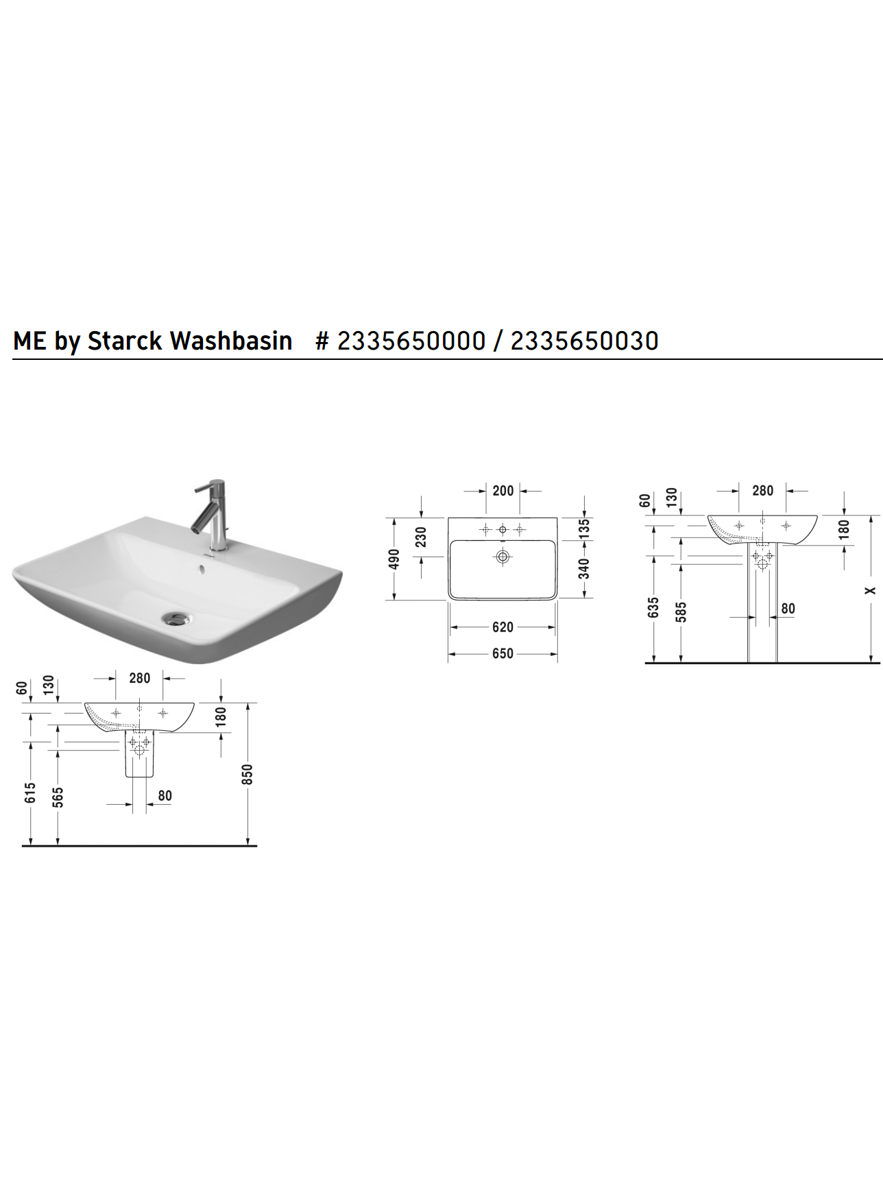 Praustuvas Duravit Me by Starck 55x44 cm, 60x46 cm, 65x49 cm 12 Praustuvas Duravit Me by Starck 55x44 cm, 60x46 cm, 65x49 cm 12