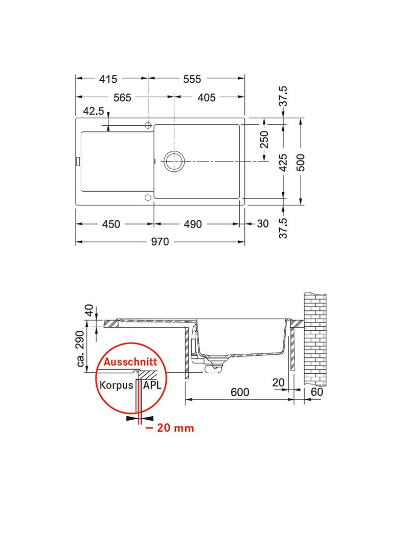 Granitinė plautuvė Franke MRG 611-100 XL su ventiliu 2