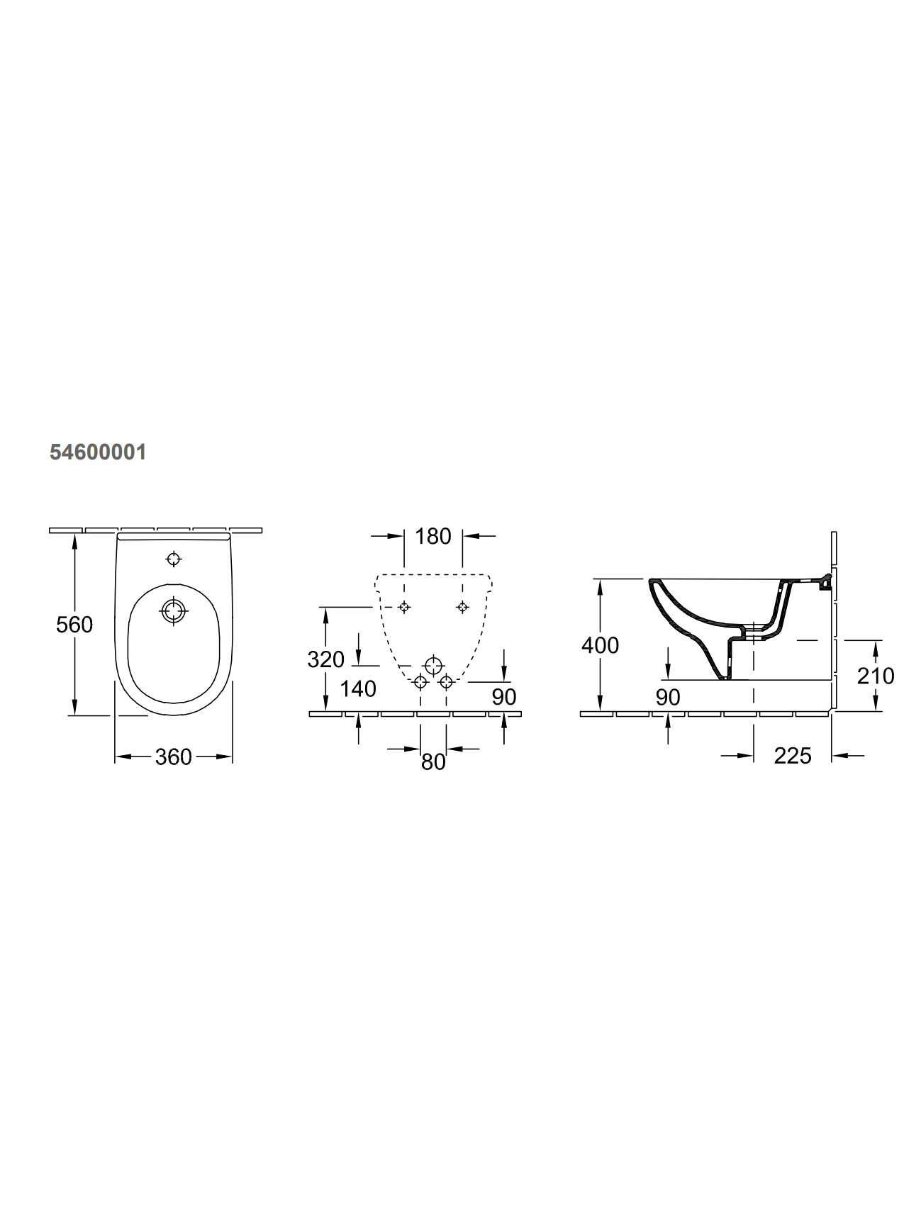 Pakabinama bidė Villeroy & Boch O.Novo 54600001 2 Pakabinama bidė Villeroy & Boch O.Novo 54600001 2