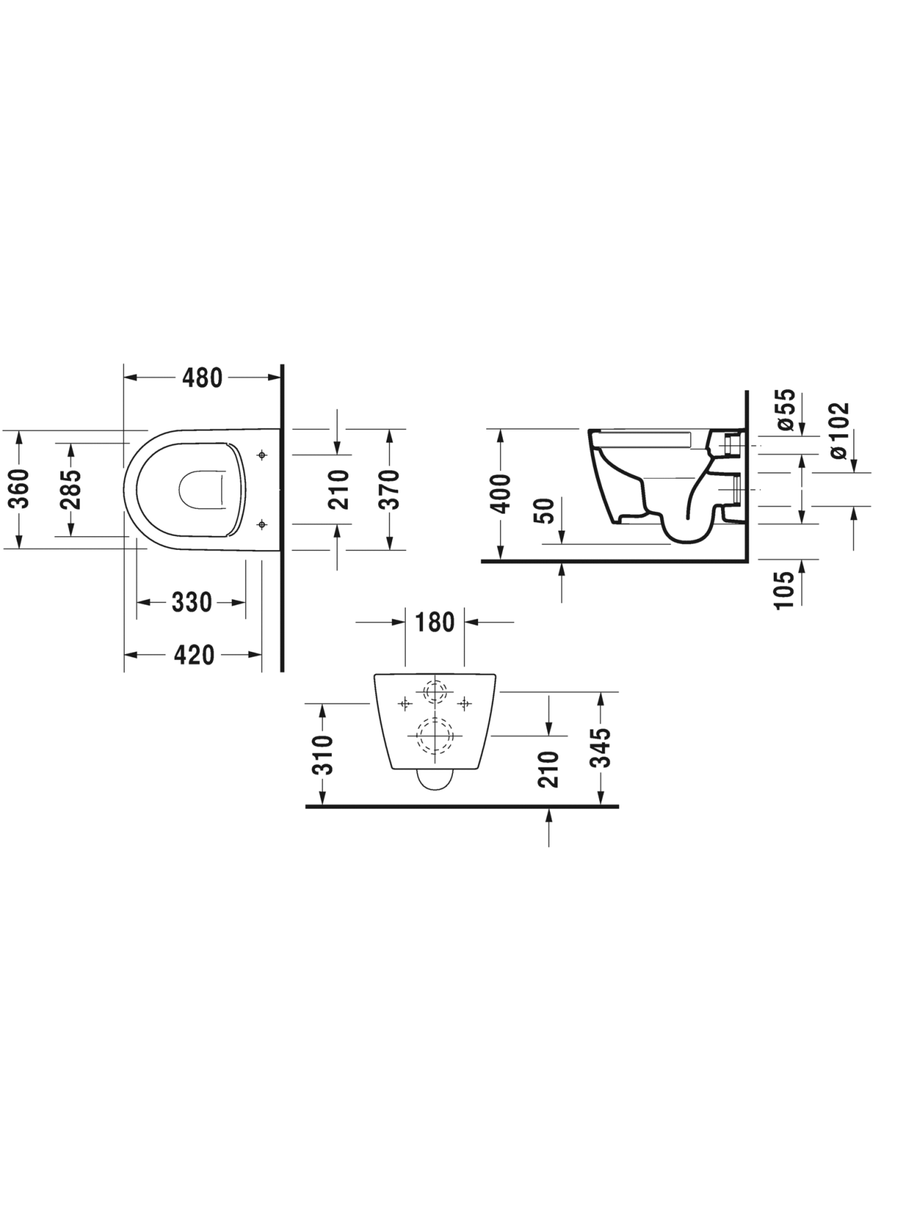 Pakabinamas klozetas Duravit ME by Starck Compact Rimless 3 Pakabinamas klozetas Duravit ME by Starck Compact Rimless 3
