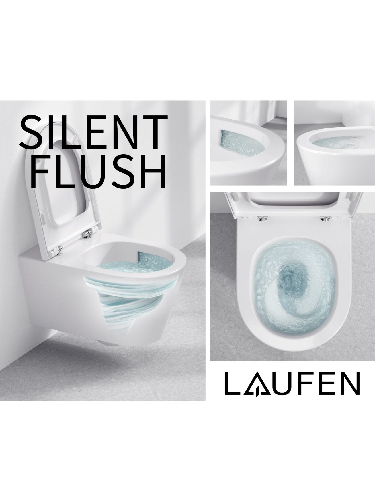 Pakabinamas unitazas Laufen Meda Silent Flush Rimless su dangčiu 3 Pakabinamas unitazas Laufen Meda Silent Flush Rimless su dangčiu 3