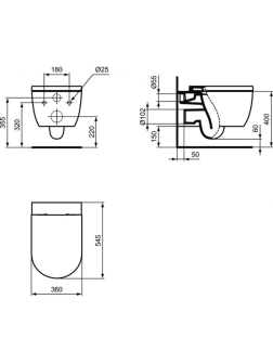 Pakabinamas klozetas Ideal Standard Blend Curve Aquablade
