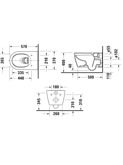 Pakabinamas klozetas Duravit ME by Starck HygieneFlush 5 Pakabinamas klozetas Duravit ME by Starck HygieneFlush 5