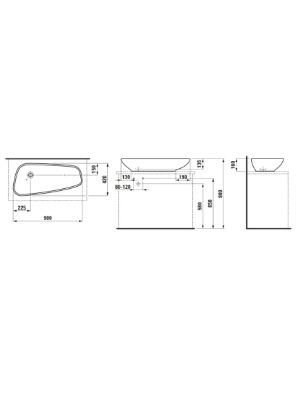 Pastatomas praustuvas Laufen Palomba 90x42 cm, H8168010001121 5