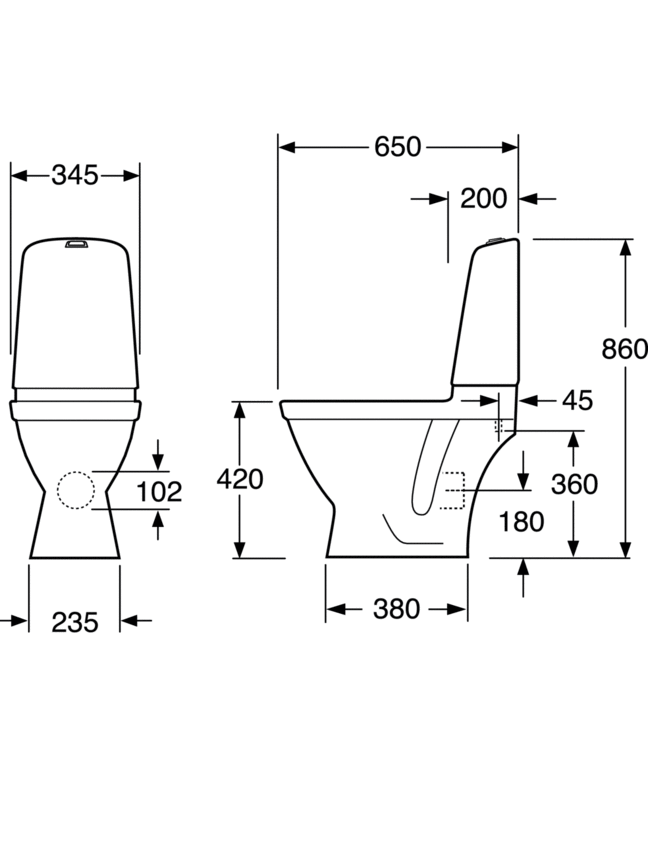 Pastatomas klozetas Gustavsberg Nautic 1510 C+ Hygienic Flush 6
