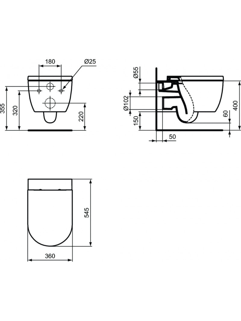 Pakabinamas klozetas Ideal Standard Blend Curve Aquablade 1
