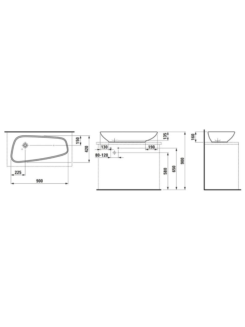 Pastatomas praustuvas Laufen Palomba 90x42 cm, H8168010001121 5