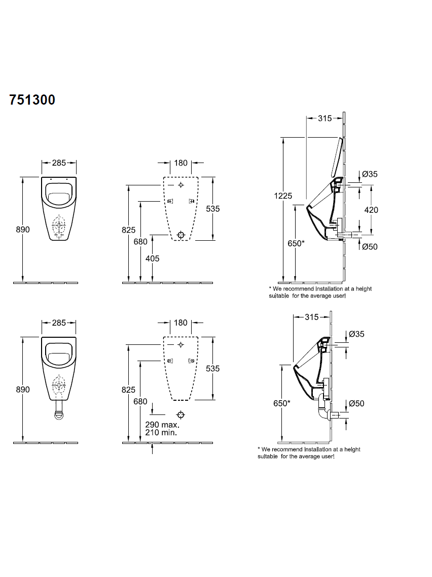Pisuaras Villeroy&Boch Subway, 75130001 1