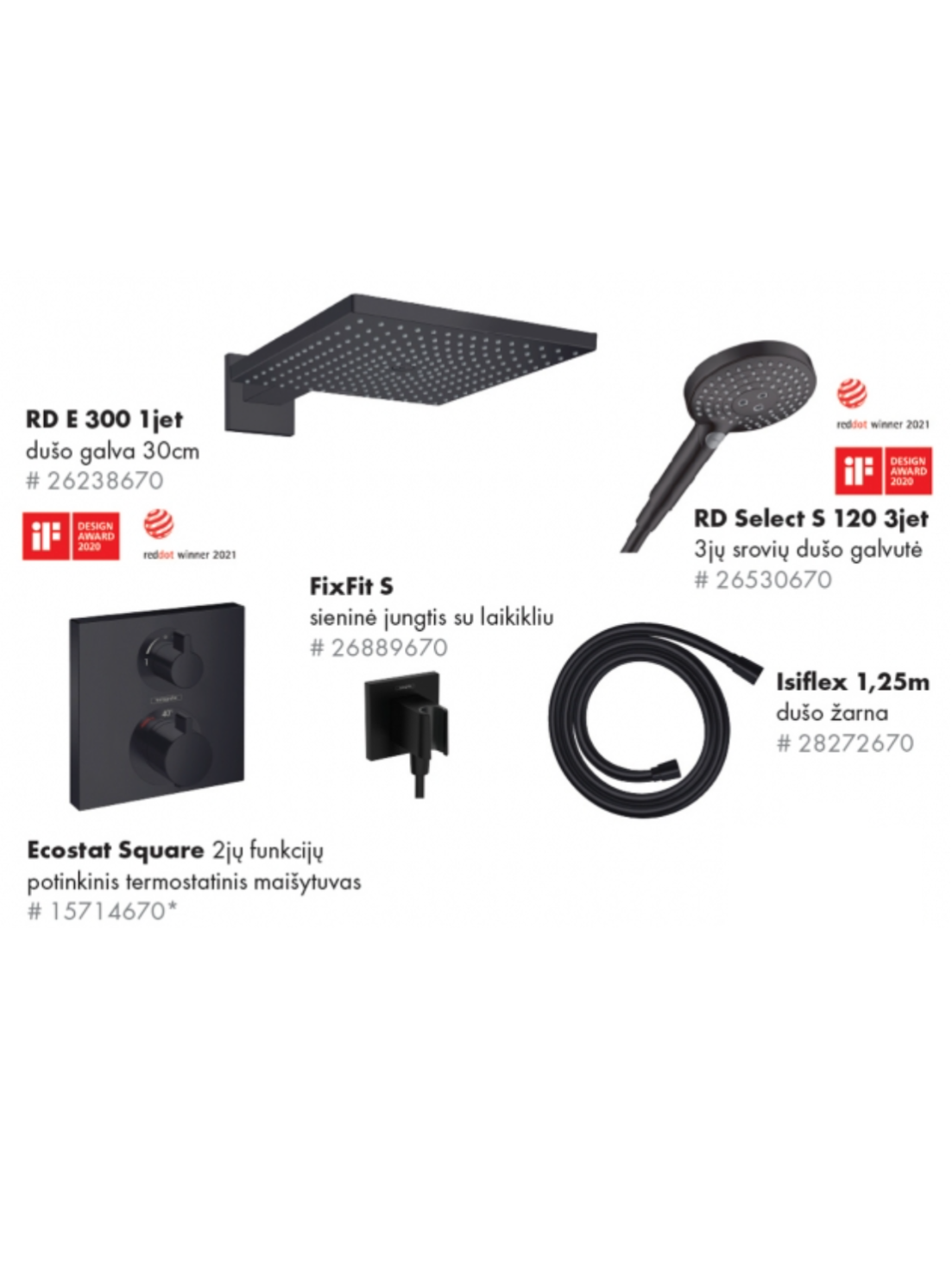 Potinkinės sistemos komplektas Hansgrohe Raindance E 300