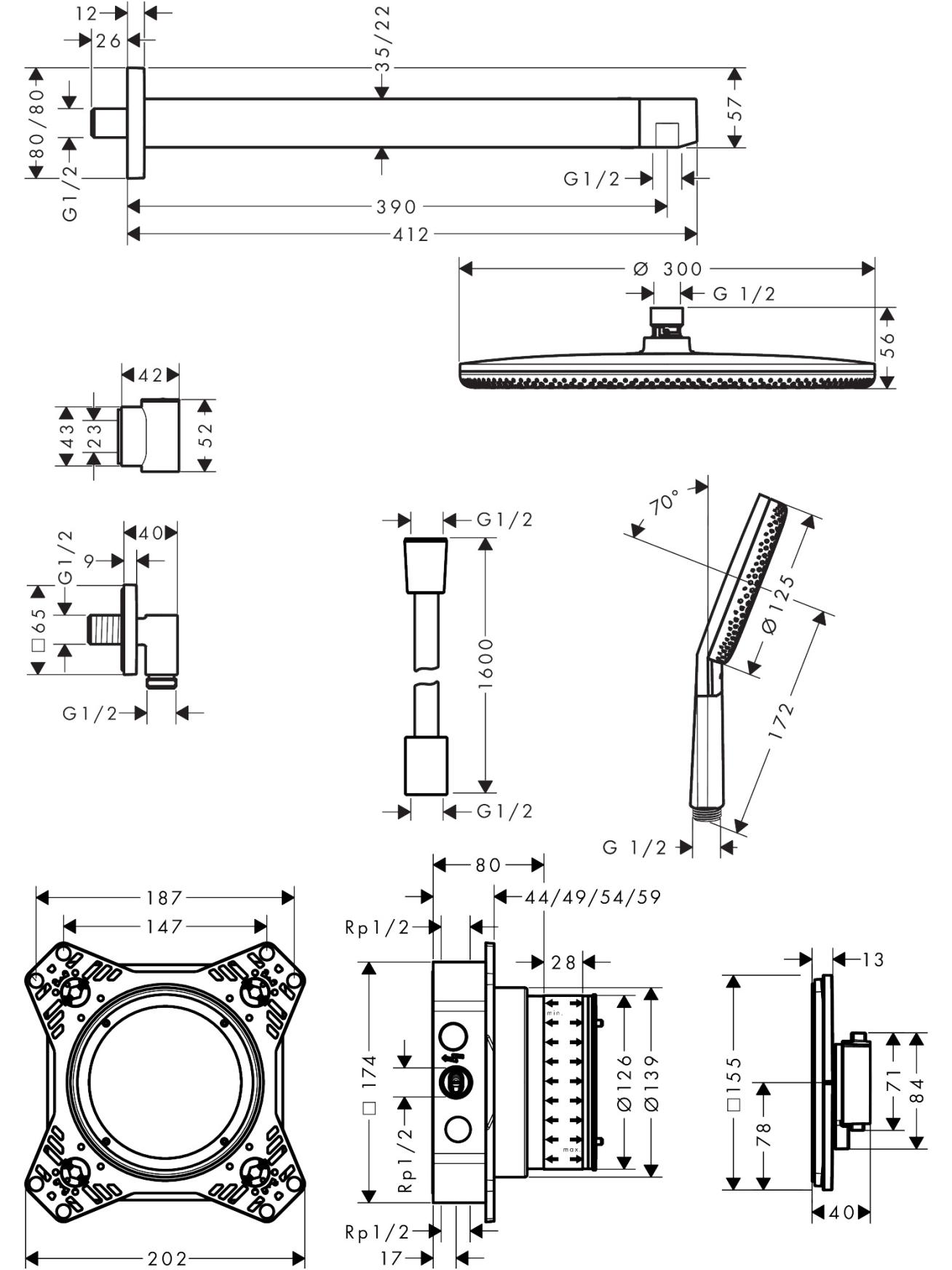 Potinkinės sistemos komplektas Hansgrohe Raindance Alive S Design ShowerSet 300 1jet 1