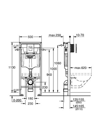 Potinkinis WC rėmas Grohe Rapid SL 3 in 1 komplektas, 38772001 4