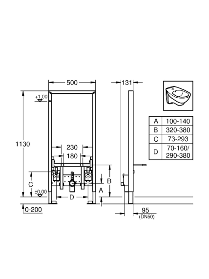Potinkinis rėmas bidė Grohe Rapid SL, 38553001 1 Potinkinis rėmas bidė Grohe Rapid SL, 38553001 1