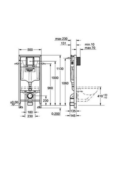 Potinkinis WC rėmas Grohe Rapid SL su tvirtinimais, 38536001 1 Potinkinis WC rėmas Grohe Rapid SL su tvirtinimais, 38536001 1
