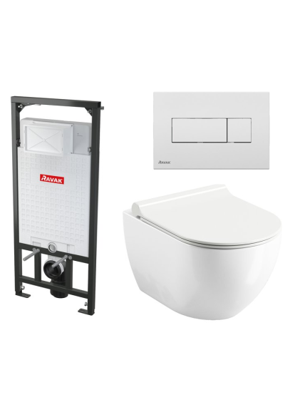 Potinkinis WC rėmas Ravak su WC Uni Chrome RimOff komplektas