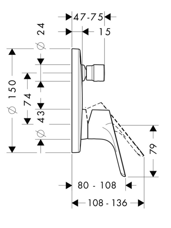 Potinkinio maišytuvo dangtelis voniai Hansgrohe Focus 31945000 1 Potinkinio maišytuvo dangtelis voniai Hansgrohe Focus 31945000 1