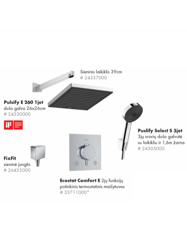 Potinkinės sistemos komplektas Hansgrohe Pulsify E 260 1jet