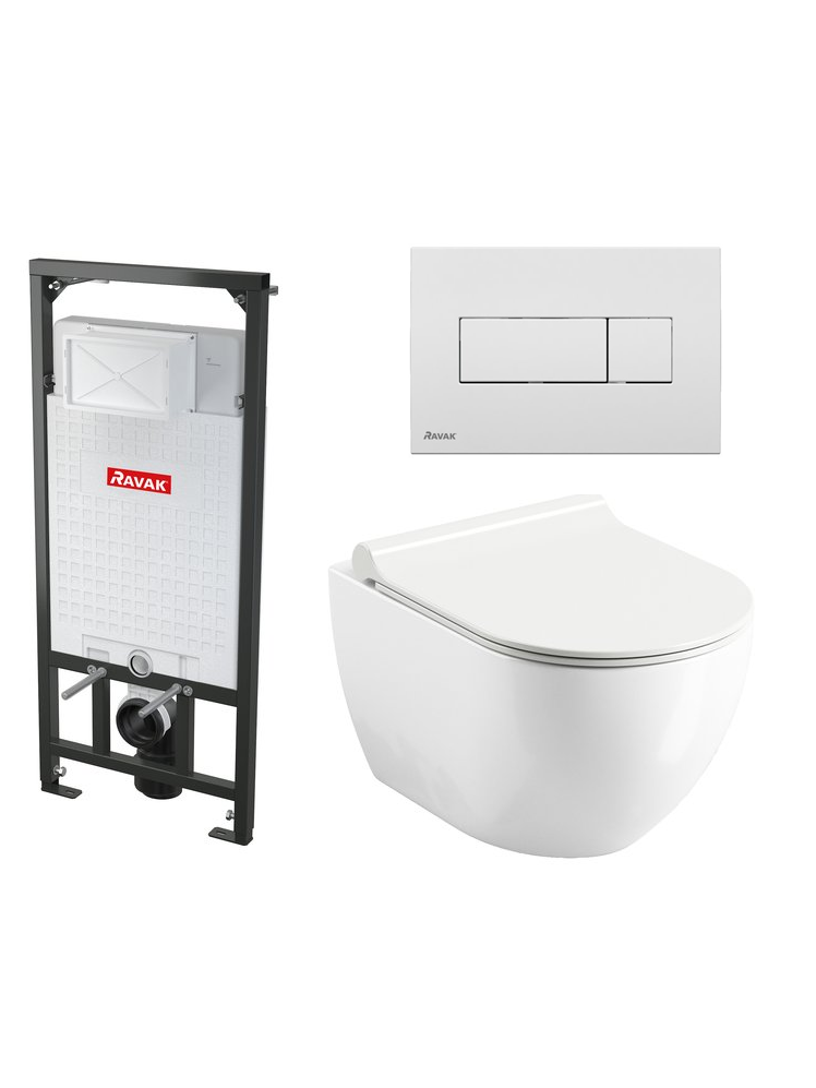 Potinkinis WC rėmas Ravak su WC Uni Chrome RimOff komplektas