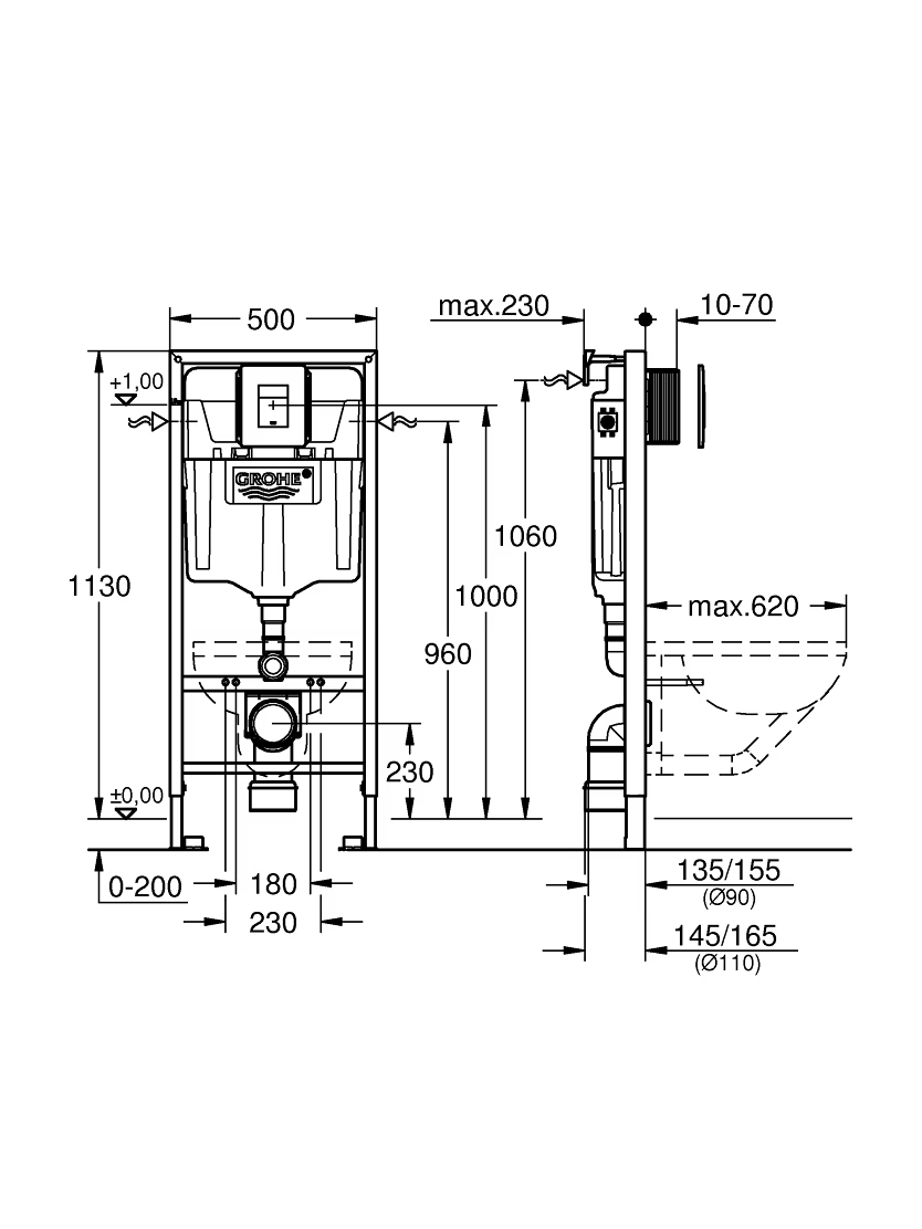 Potinkinis WC rėmas Grohe Rapid SL 5 in 1 komplektas, 38827000 2