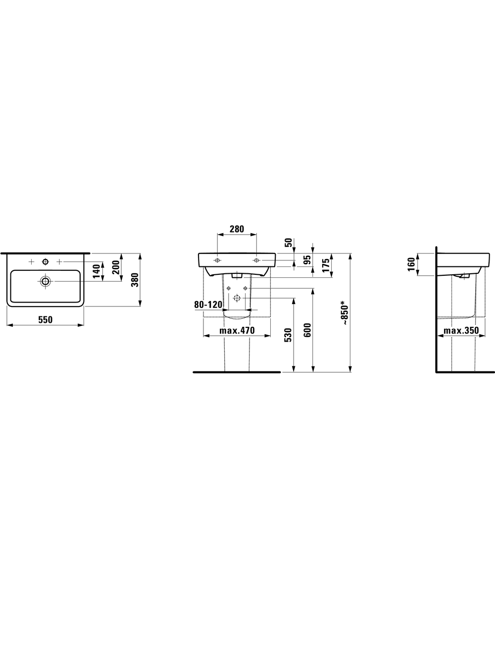 Praustuvas Laufen Pro S 55x38 cm 2
