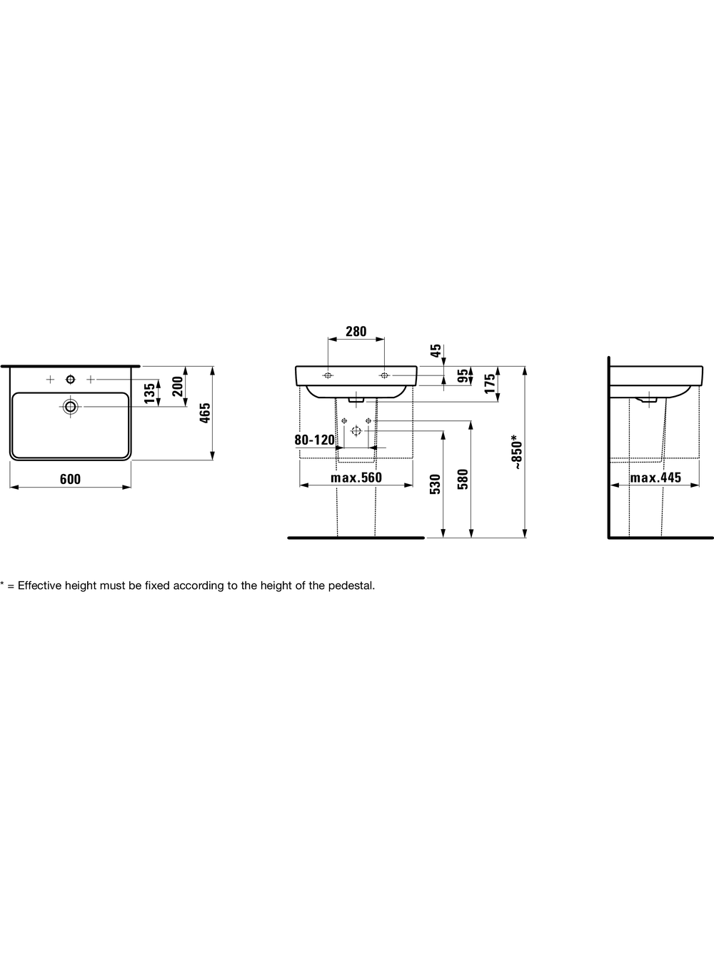 Praustuvas Laufen Pro S 60x46,5 cm, H8109630001041 3 Praustuvas Laufen Pro S 60x46,5 cm, H8109630001041 3