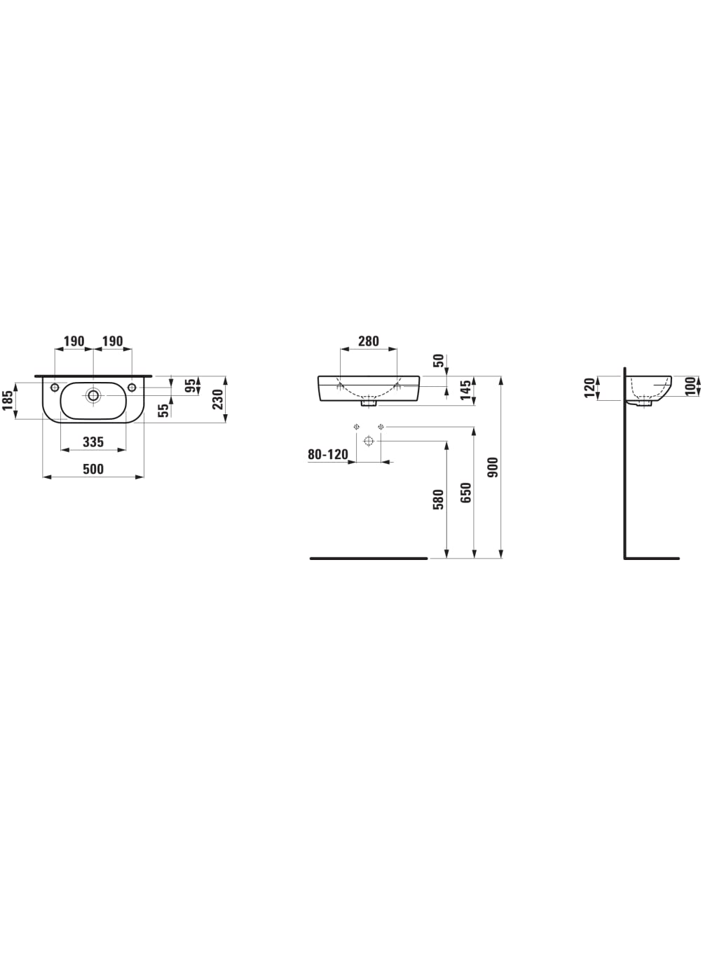 Praustuvas Laufen Lua 50x23 cm, H8150820001061 1