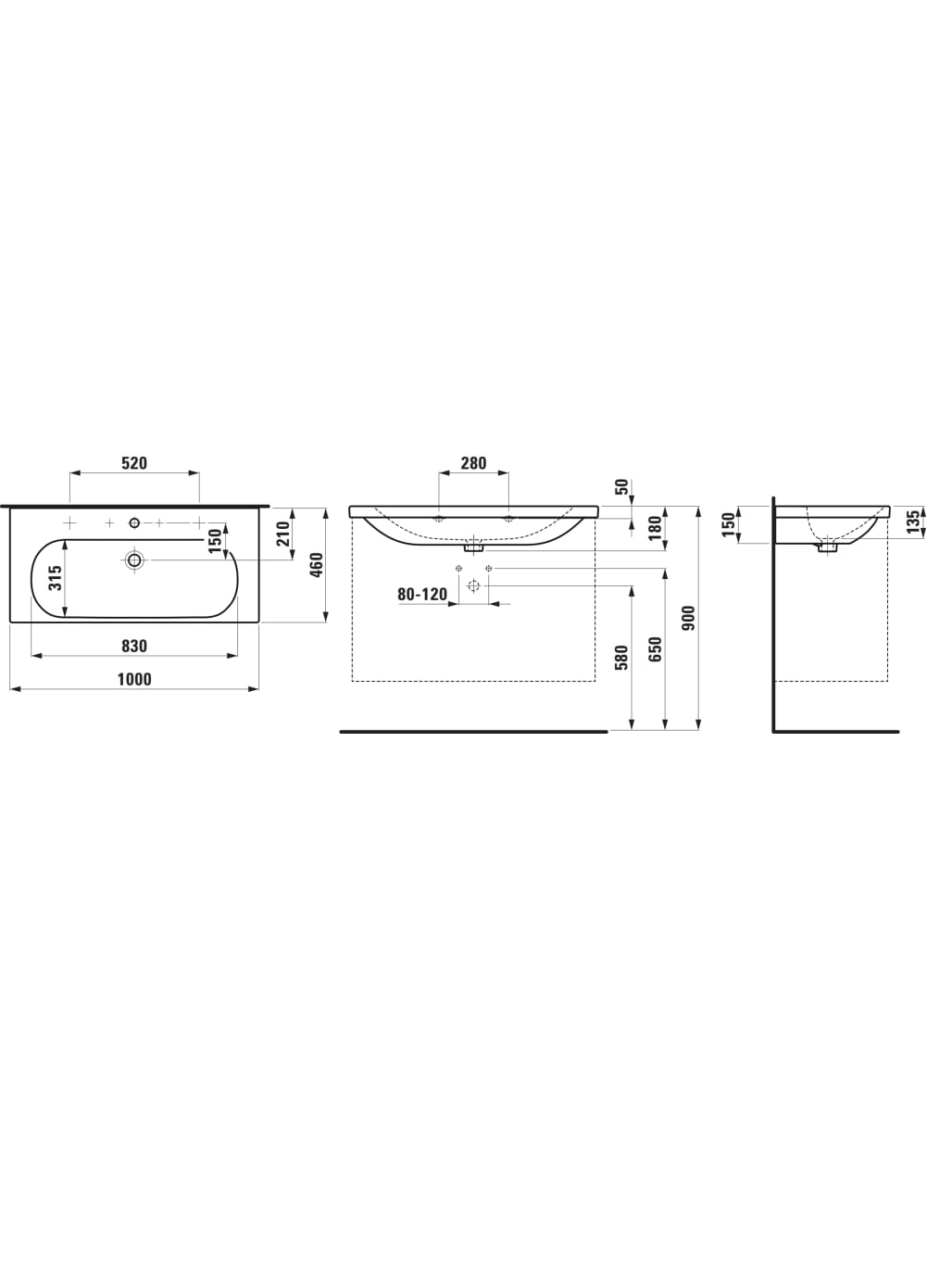 Praustuvas Laufen Lua 100x46 cm, H8100890001041 2