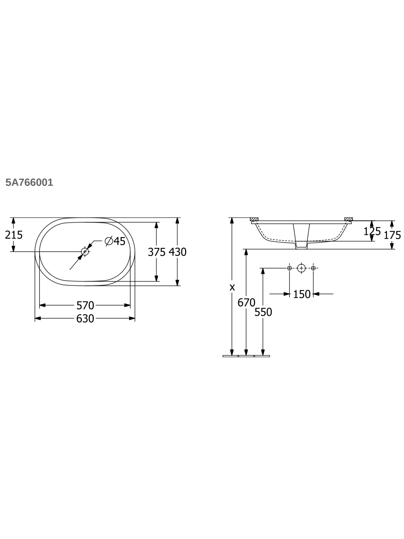 Praustuvas Villeroy&Boch Architectura 57x37,5 cm 12