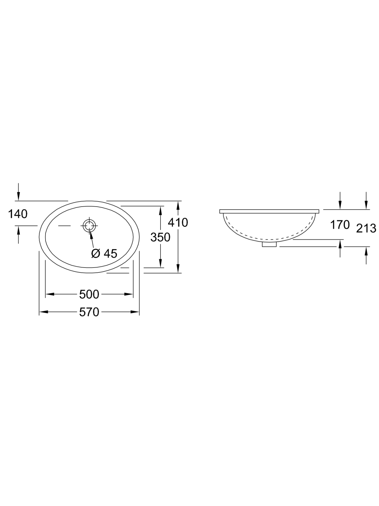 Praustuvas Villeroy&Boch Evana 57x41 cm, 61470001 1