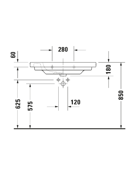 Praustuvas Duravit D-Code 85x48 cm 03428500002 3 Praustuvas Duravit D-Code 85x48 cm 03428500002 3