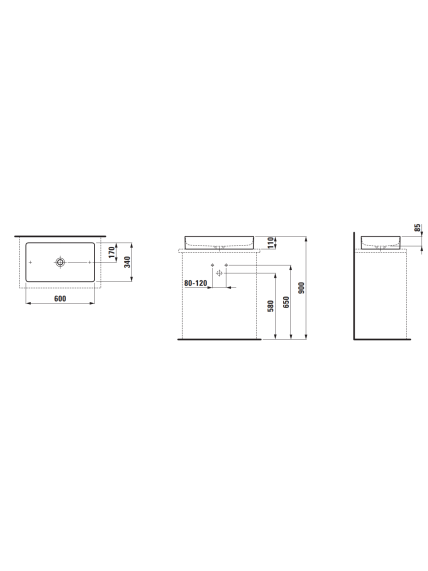 Praustuvas Laufen Living Square 60x34 cm, H8114340001121 7