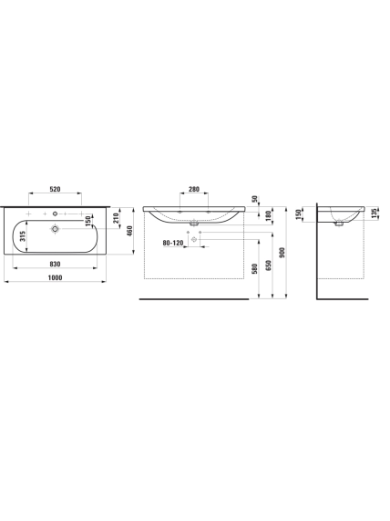 Praustuvas Laufen Lua 100x46 cm, H8100890001041 2