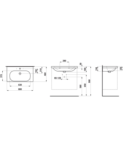 Praustuvas Laufen Lua 80x46 cm, H8100870001041 3