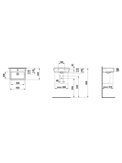 Praustuvas Laufen Pro 45x34 cm, H8119510001041 2 Praustuvas Laufen Pro 45x34 cm, H8119510001041 2