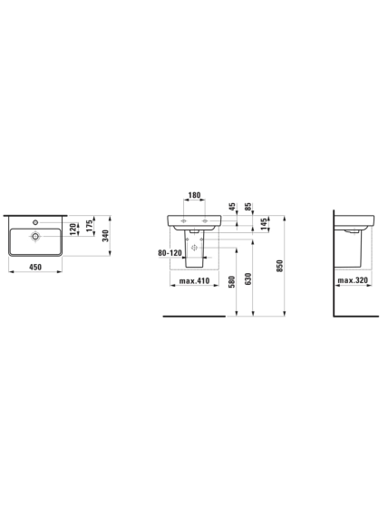 Praustuvas Laufen Pro 45x34 cm, H8159610001041 1