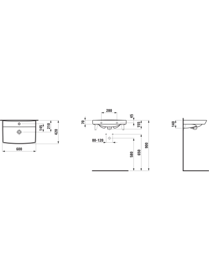 Praustuvas Laufen Pro Nordic 60x42 cm, H8109560001041 1