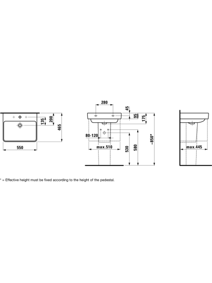 Praustuvas Laufen Pro S 55x46,5 cm, H8109620001041 3