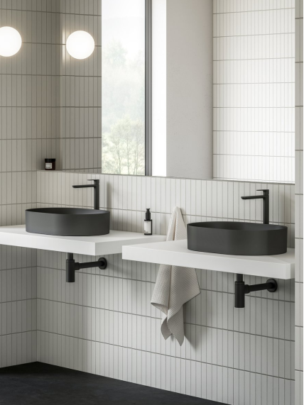Praustuvas Ravak Ceramic 550 O Slim, juodas matinis 3
