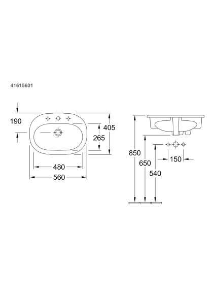Praustuvas Villeroy & Boch O.Novo 56x40,5 cm, 41615601 8