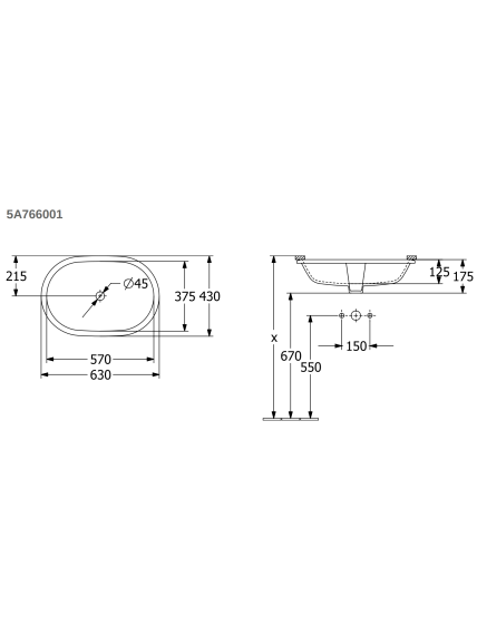 Praustuvas Villeroy&Boch Architectura 57x37,5 cm 12