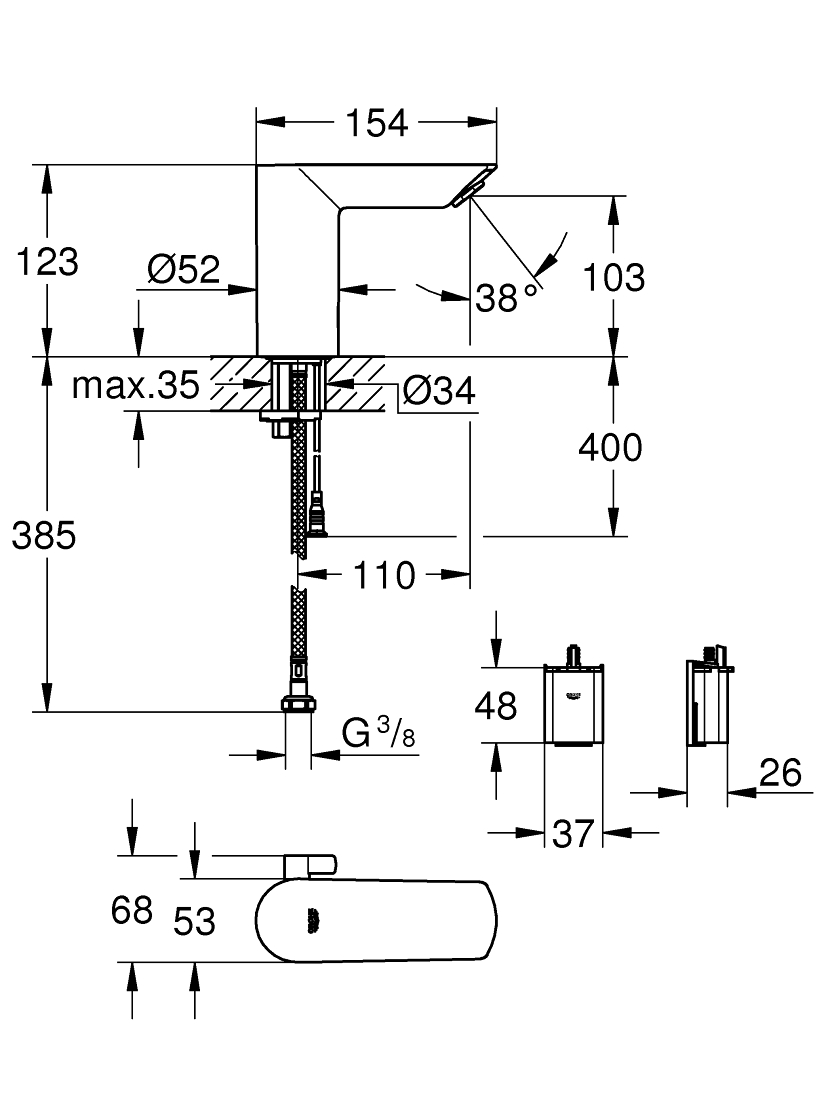 Praustuvo maišytuvas Grohe Bau Cosmo E, 36451000 1
