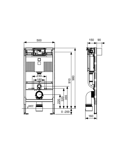 TECE universalus pažemintas WC rėmas (980mm), 9300382 1 TECE universalus pažemintas WC rėmas (980mm), 9300382 1