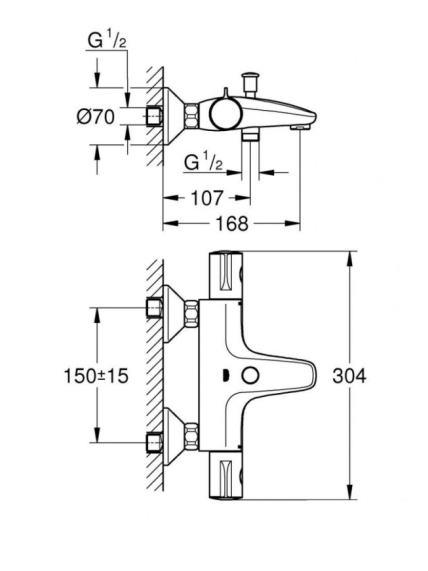 Termostatinis vonios/dušo maišytuvas Grohe Grohtherm 800 Cosmo 1