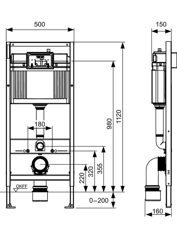 Potinkinis WC rėmo TECEbase komplektas 3in1, 9400415 4
