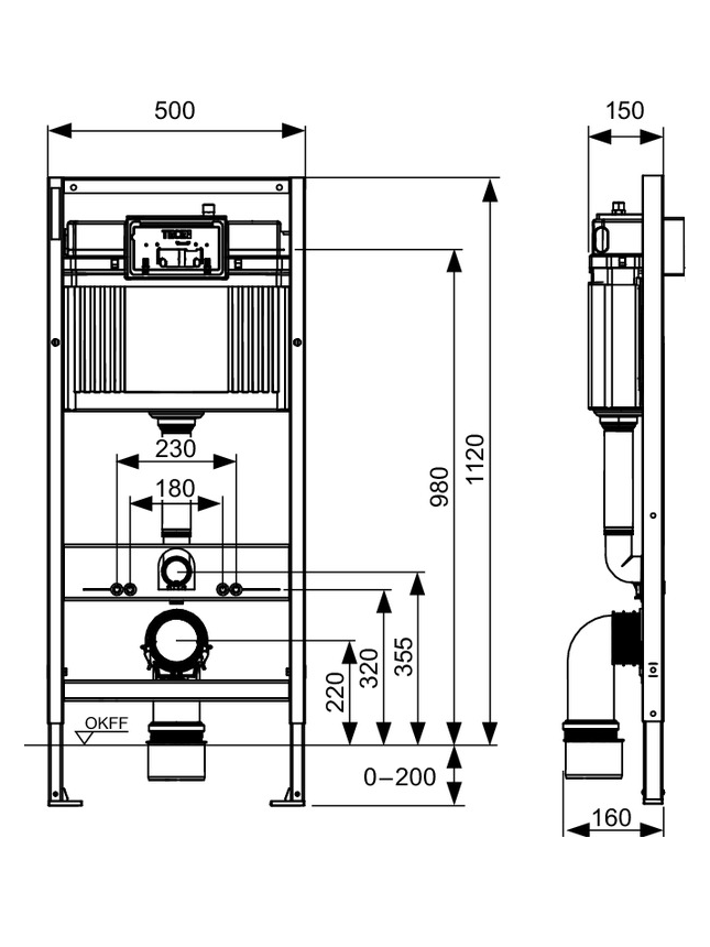 Potinkinis WC rėmo komplektas TECEbase WC 4in1, 9400406 2