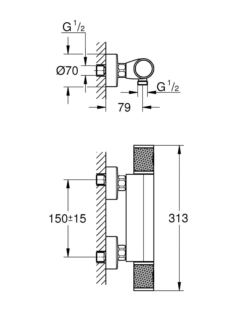 Termostatinis maišytuvas dušui Grohe Grohtherm 1000 Performance 2 Termostatinis maišytuvas dušui Grohe Grohtherm 1000 Performance 2